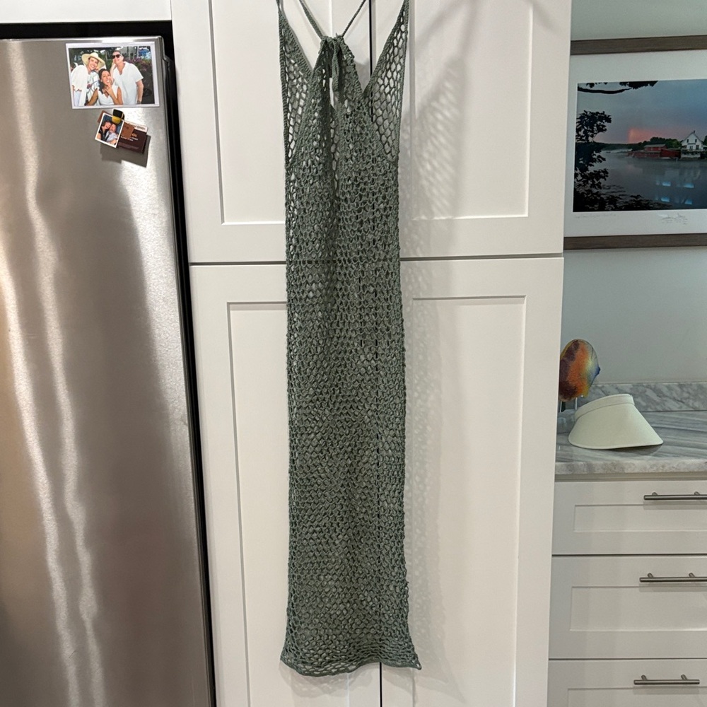 Chic Olive Green Knit Swim Coverup